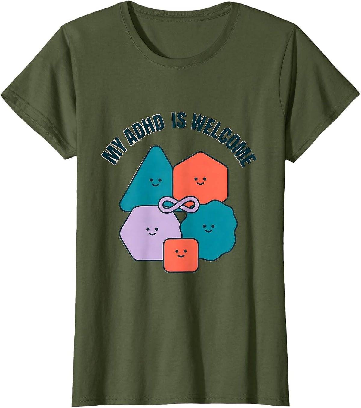Women's My ADHD Is Welcome Funny Neurodivergent ADHD Awareness Humor T-Shirt - Olive Green