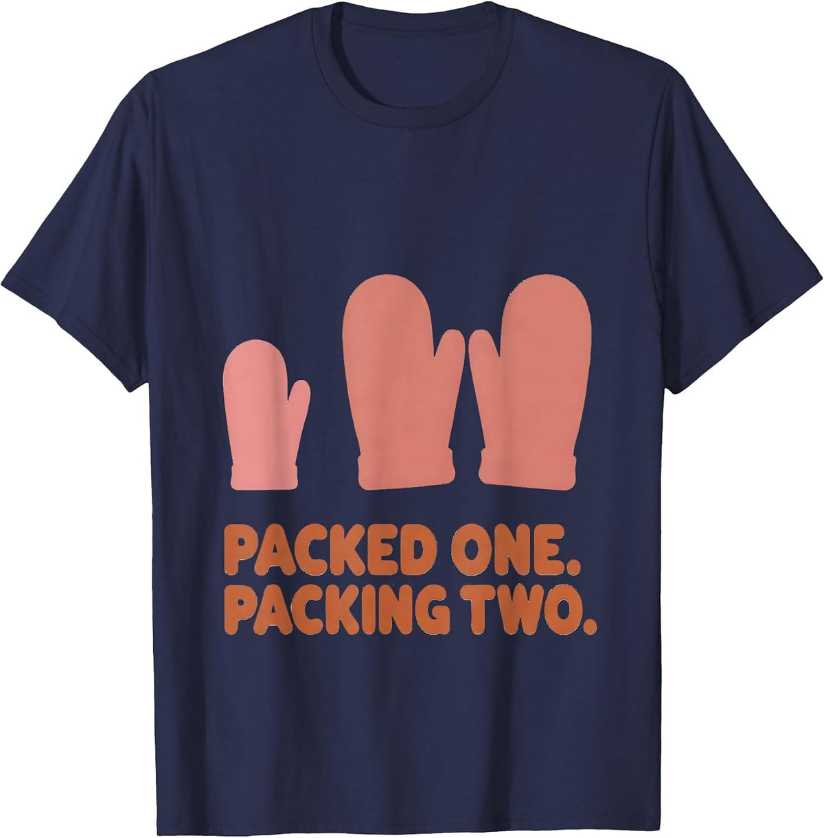 Men's Packed One Packing Two Twin Pregnancy Mama Announcement T-Shirt - Navy Blue