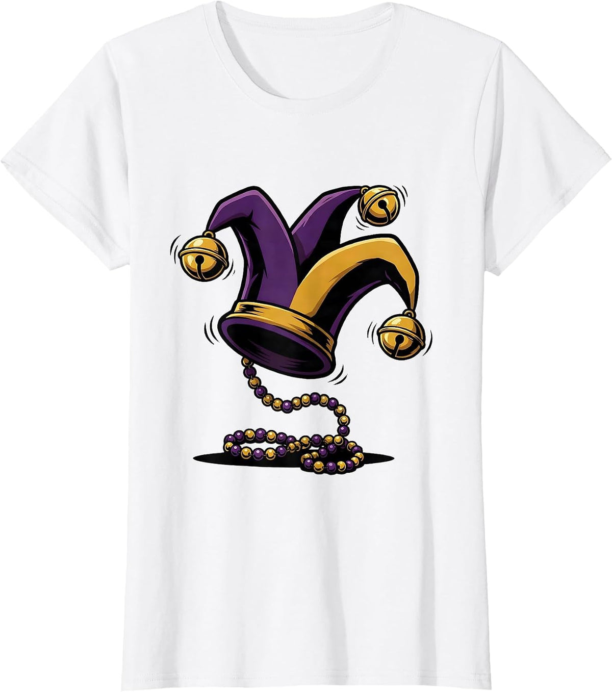 Jester Cap Cartoon Mardi Gras Party Humor T-Shirt - White