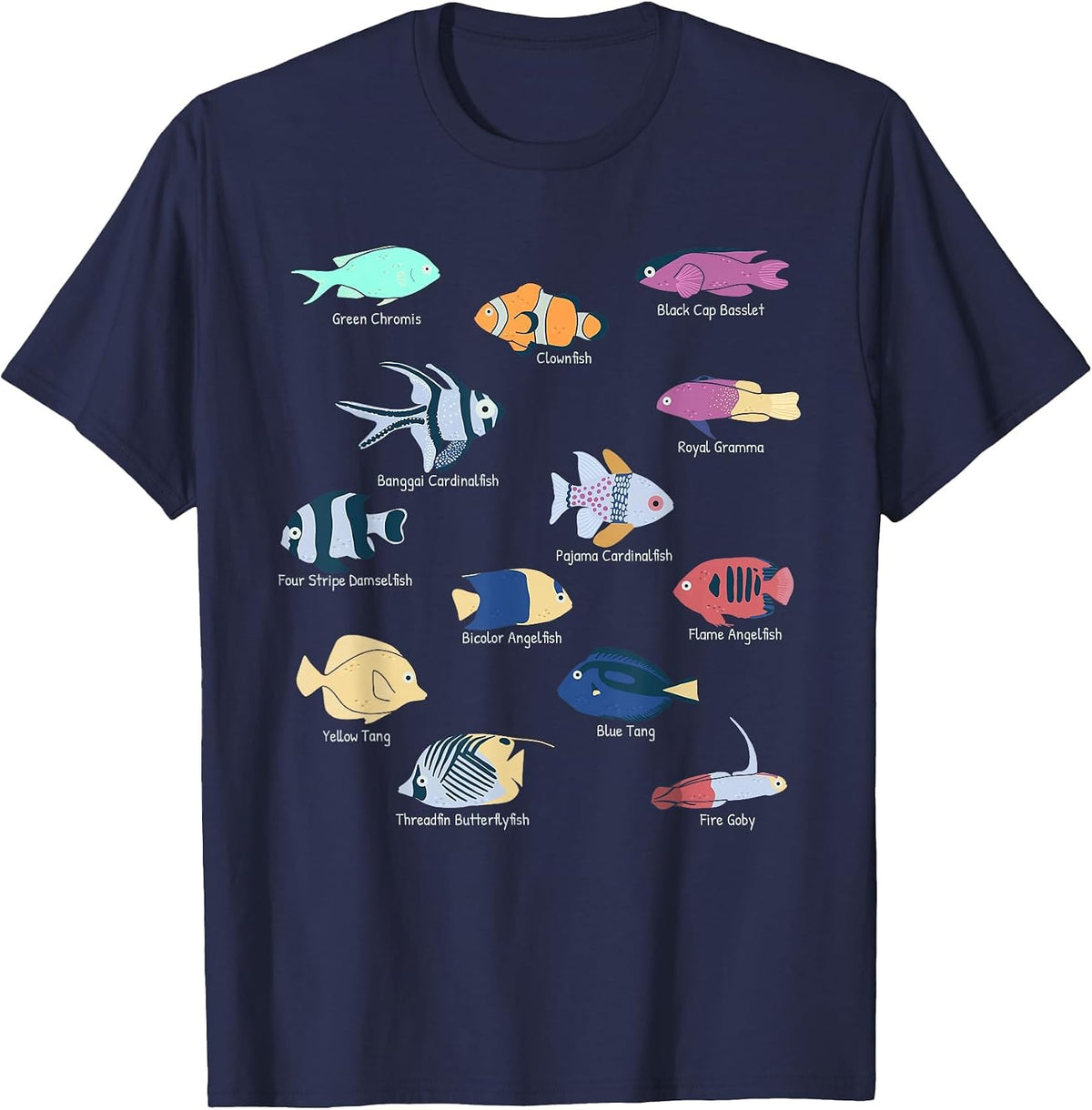 Coral Reefs Tropical Fishes in Reef Aquariums Fish Tank T-Shirt - Navy Blue