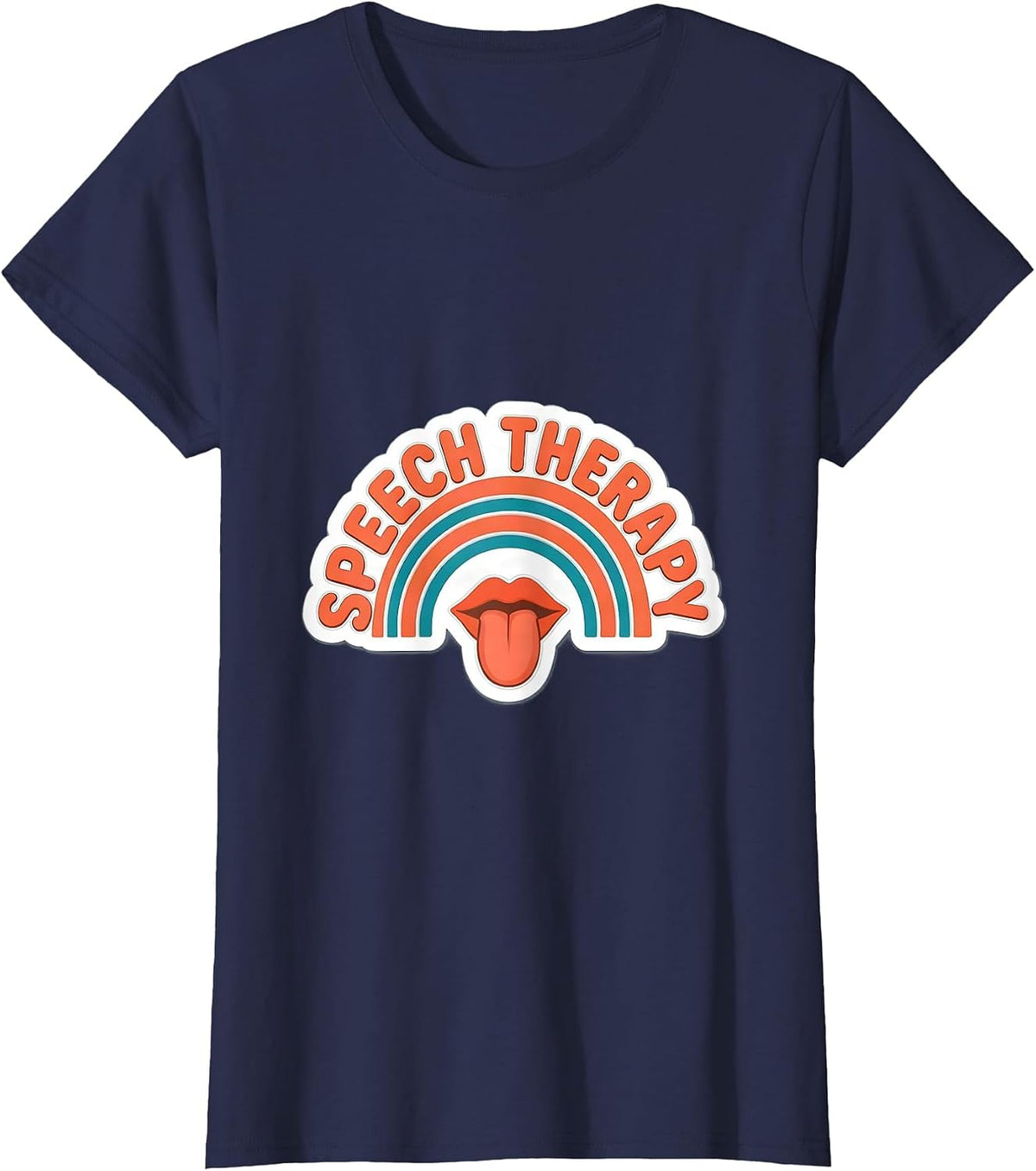 Women's Speech Therapy Retro Cute Speech Language Pathologist SLP T-Shirt - Navy Blue