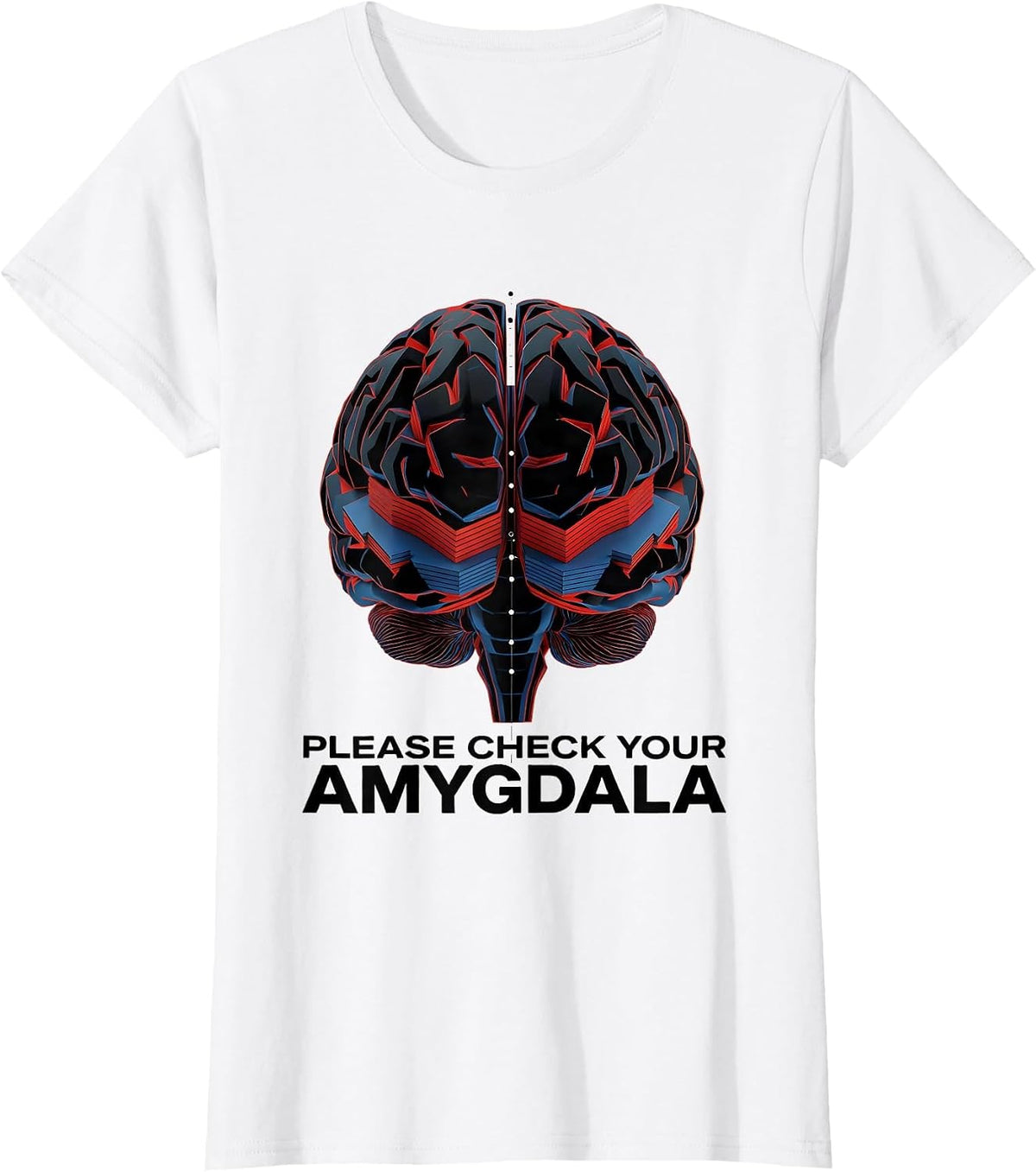 Please Check Your Amygdala Bauhaus Modernist Science Humor T-Shirt - White