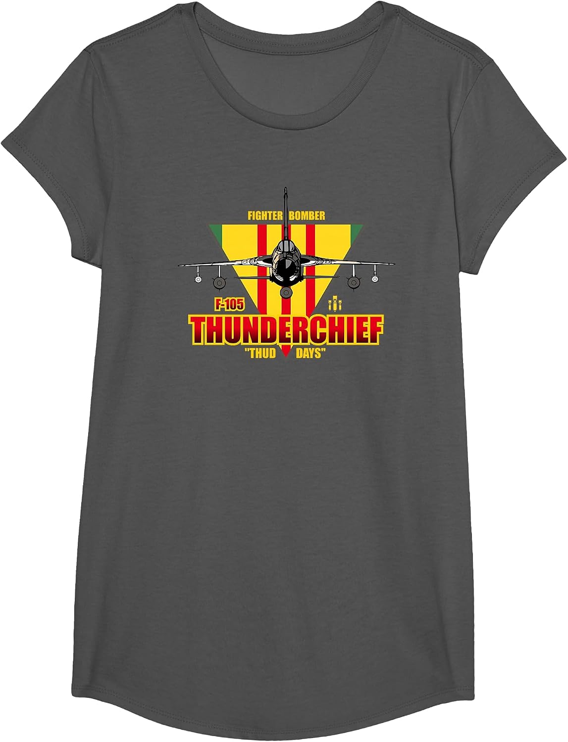 F-105 Thunderchief T-Shirt - Girls Asphalt Grey