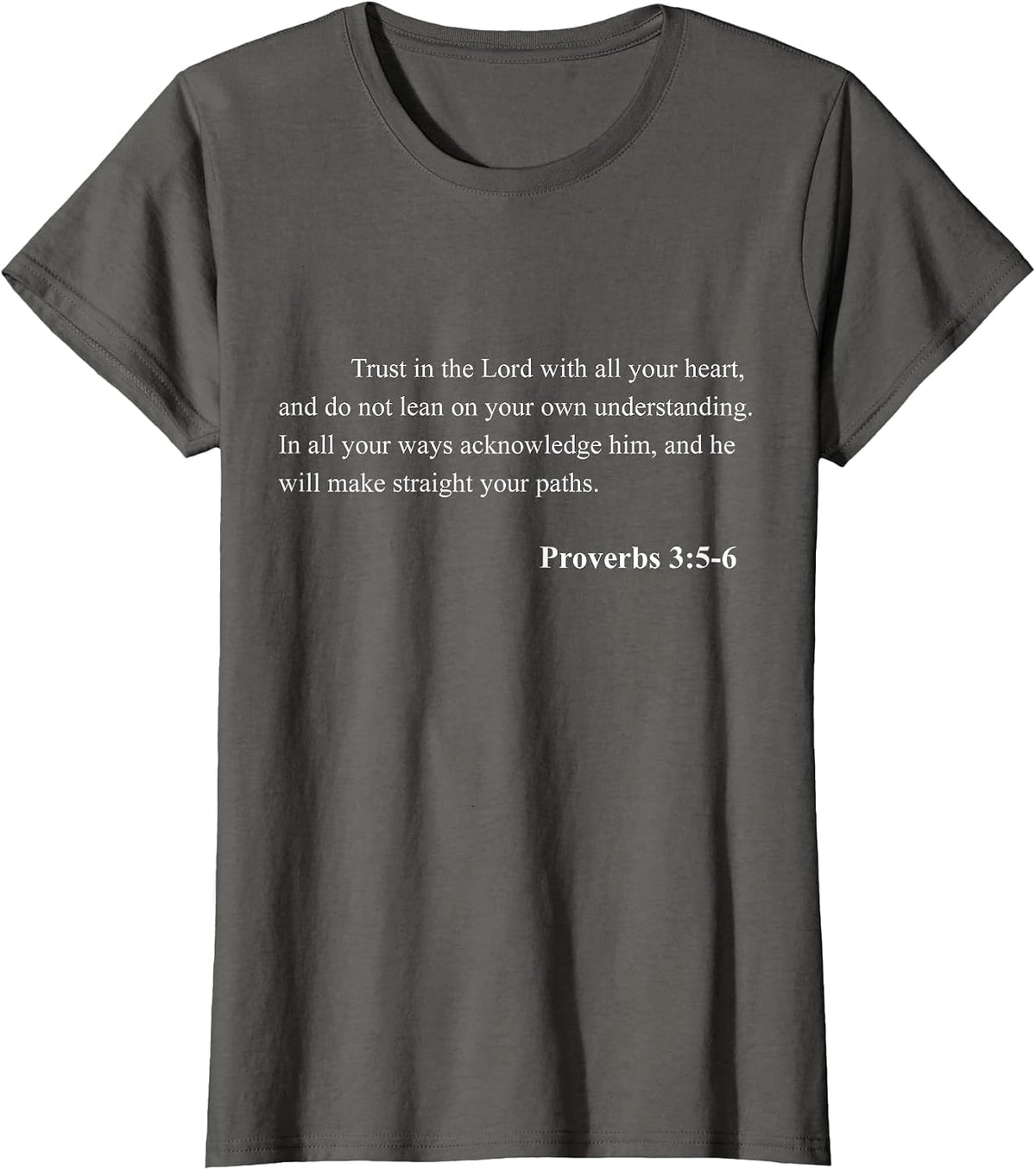 Bible Verse Proverbs 3:5-6 Christian Jesus Psalm Scripture T-Shirt - Asphalt Grey
