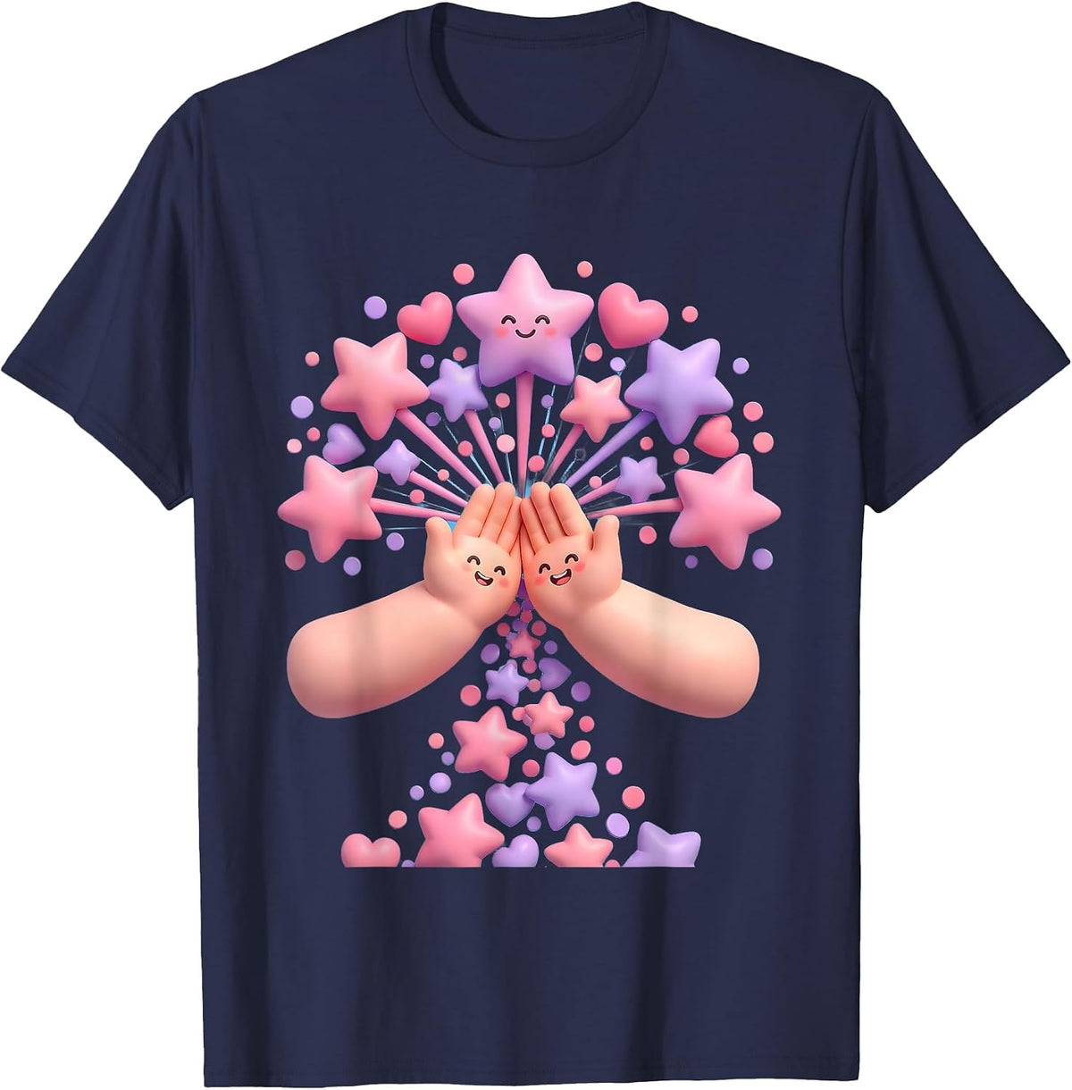 Sped Teacher High Five Celebration Graphic T-Shirt - Navy Blue