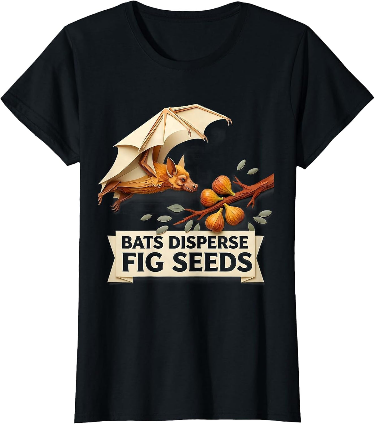 Bats Disperse Fig Seeds Nature Conservation Bat Lover T-Shirt - Black