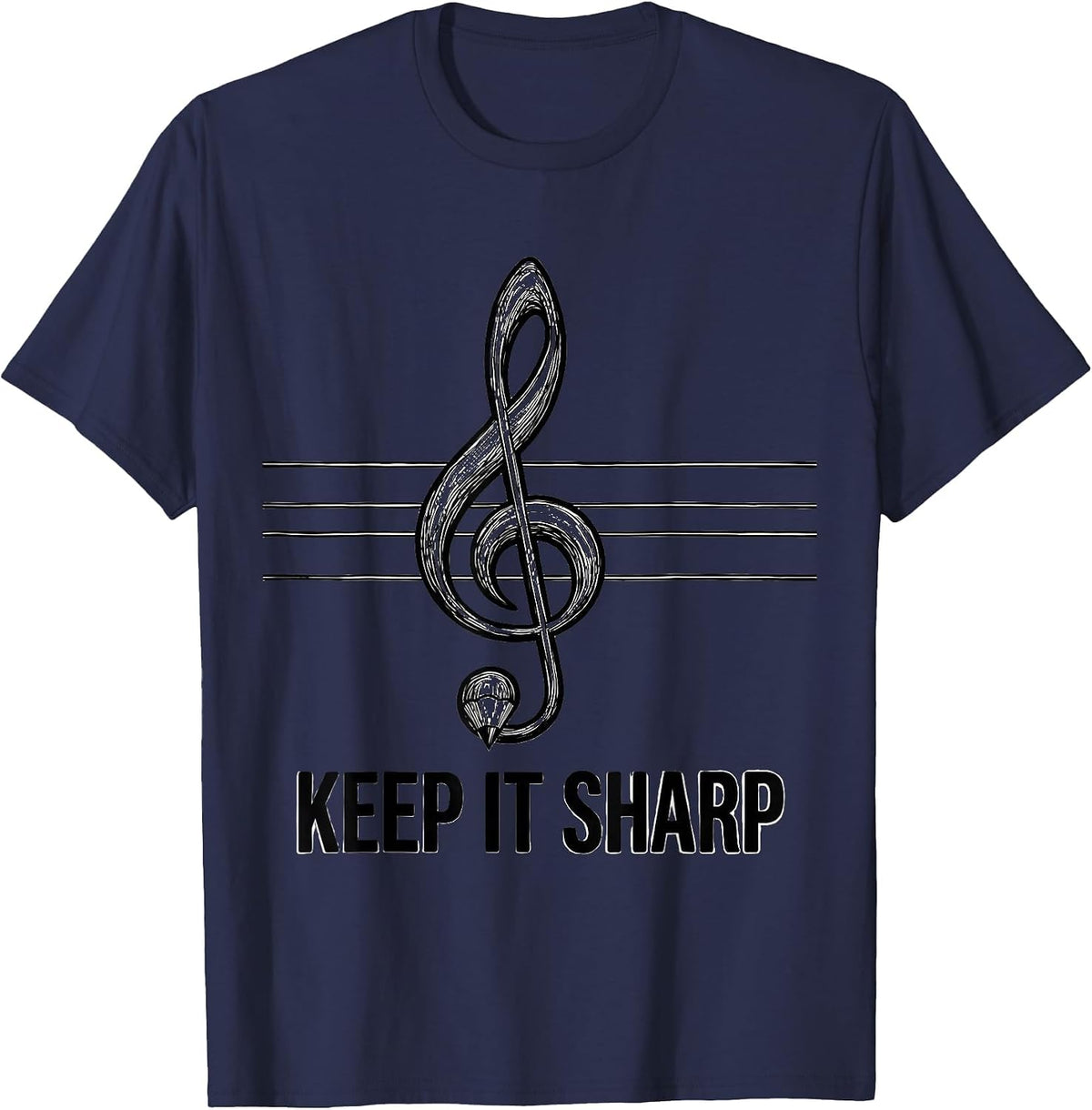 Keep It Sharp Funny Musician Instrument Humor T-Shirt - Navy Blue