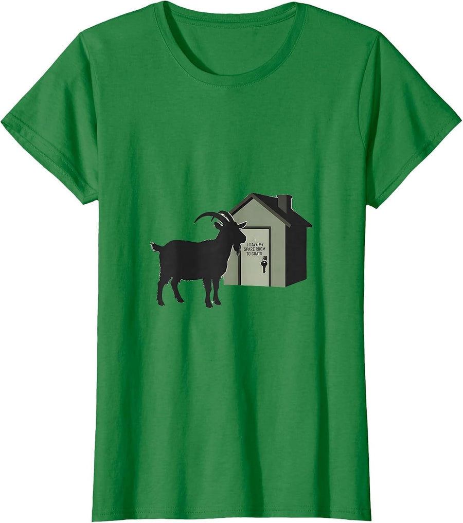 Women's I Gave My Spare Room To Goats Funny Goat Lover Farmer Humor T-Shirt - Kelly Green