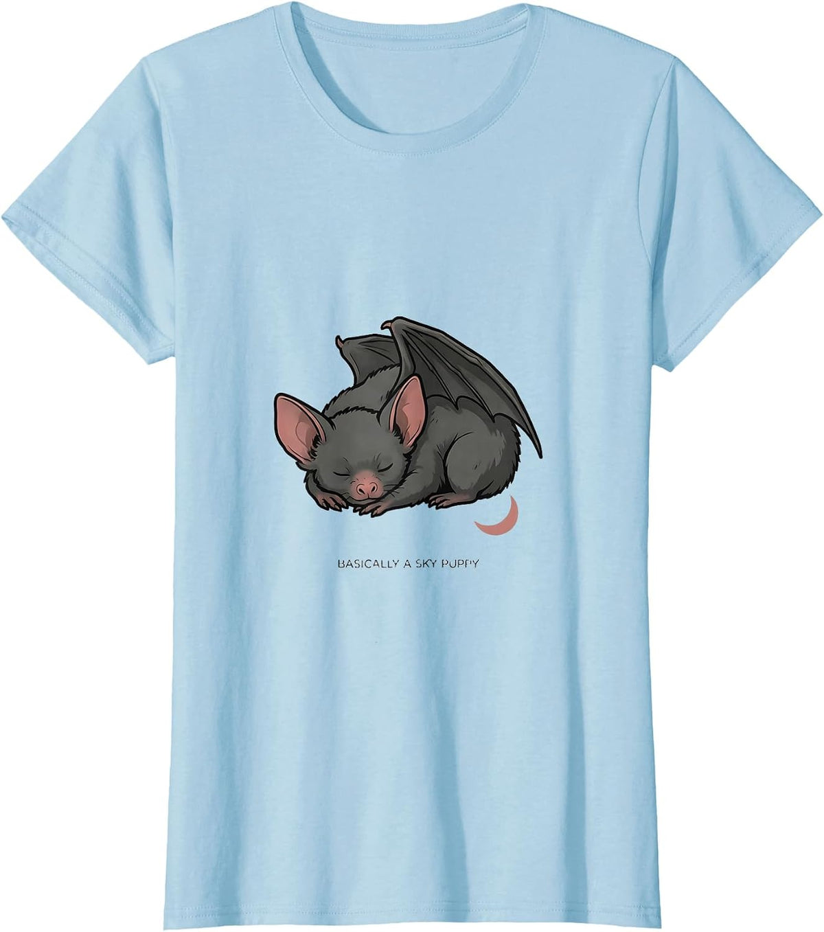 Basically A Sky Puppy Funny Bat Lover Halloween Nature T-Shirt - Baby Blue