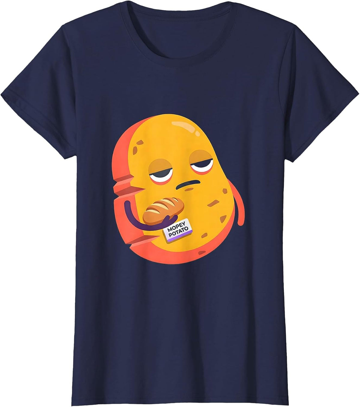 Women's Mopey Potato Funny Couples Thanksgiving Matching T-Shirt - Navy Blue