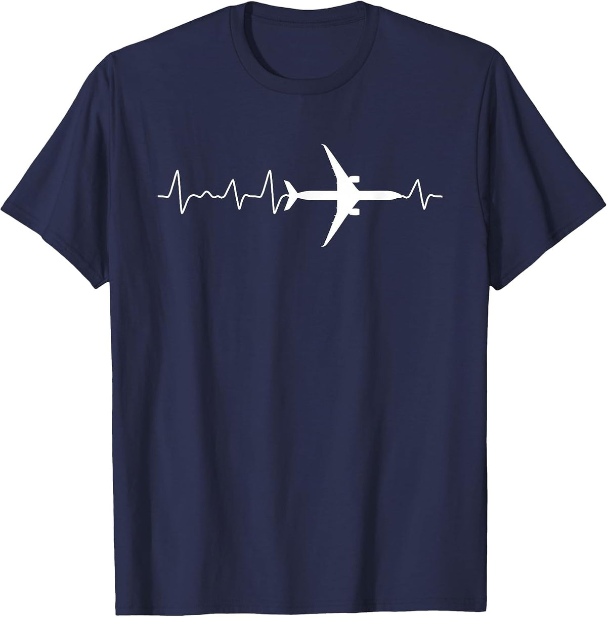 Aeroplane Heartbeat Pilots T-Shirt - Navy Blue