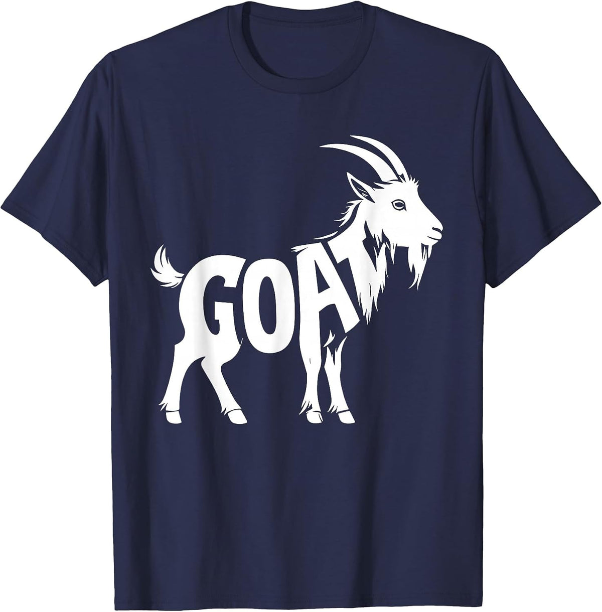 Silhouette Farm Animal Simple Graphic Funny Artistic Goat T-Shirt - Navy Blue