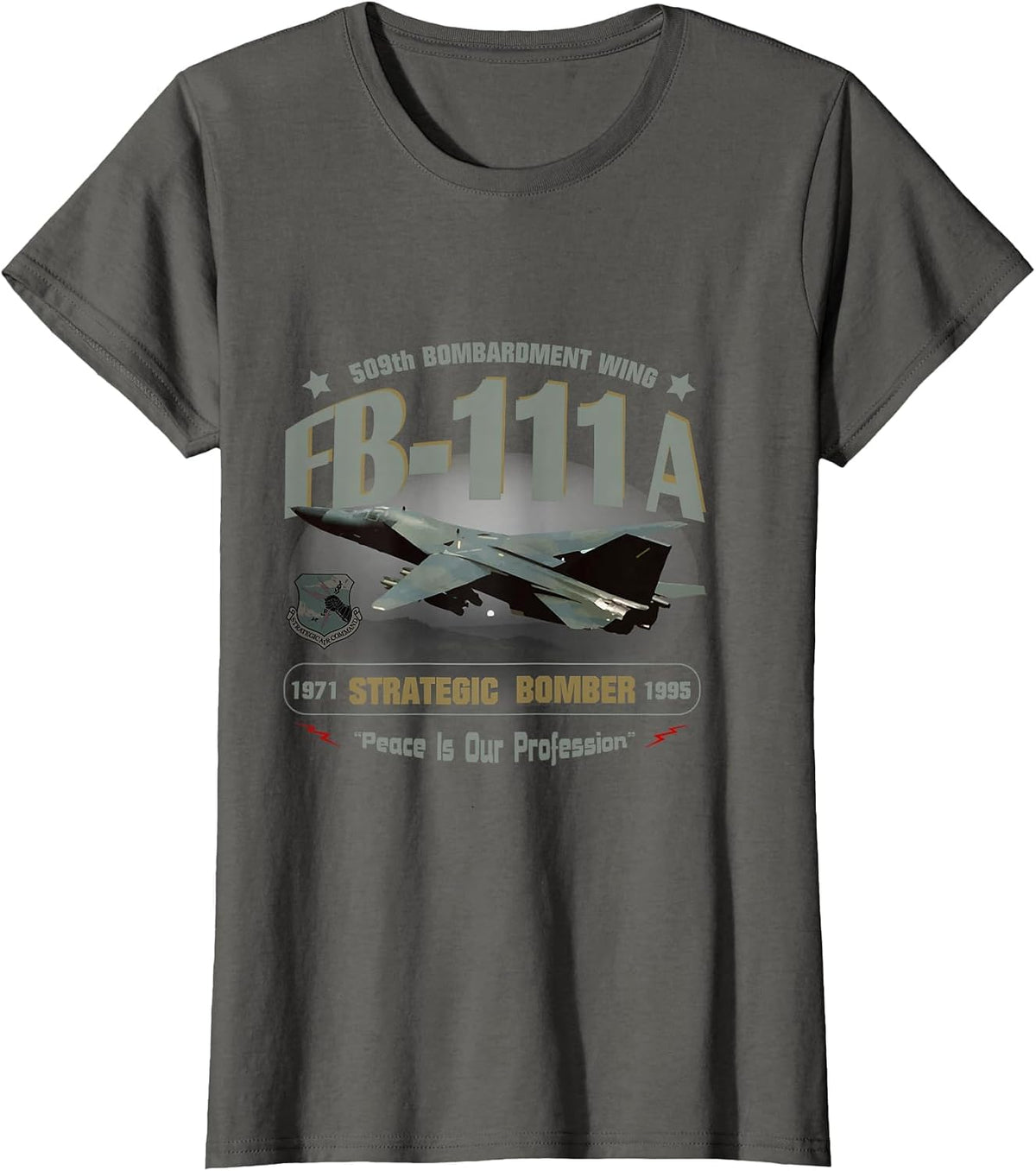 FB-111A 509th Bombardment Wing-Pease AFB T-Shirt - Asphalt Grey