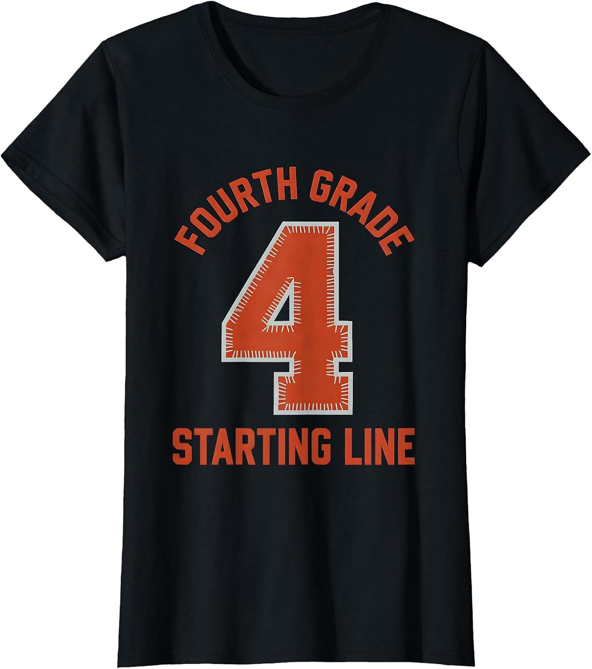 Team 4 Fourth Grade Starting Line Stencil Graphic School T-Shirt - Black