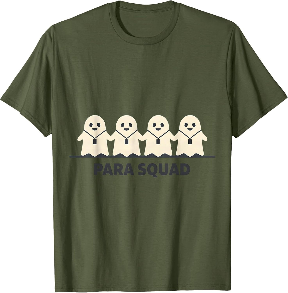 Men's Para Squad Ghost Para Normal Activities SPED Teacher T-Shirt - Olive Green