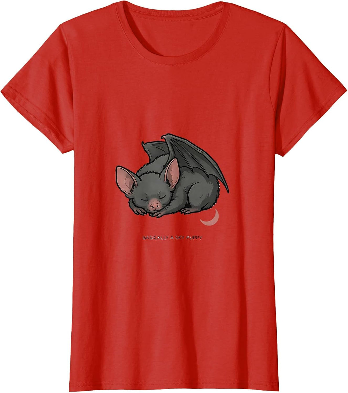 Basically A Sky Puppy Funny Bat Lover Halloween Nature T-Shirt - Red
