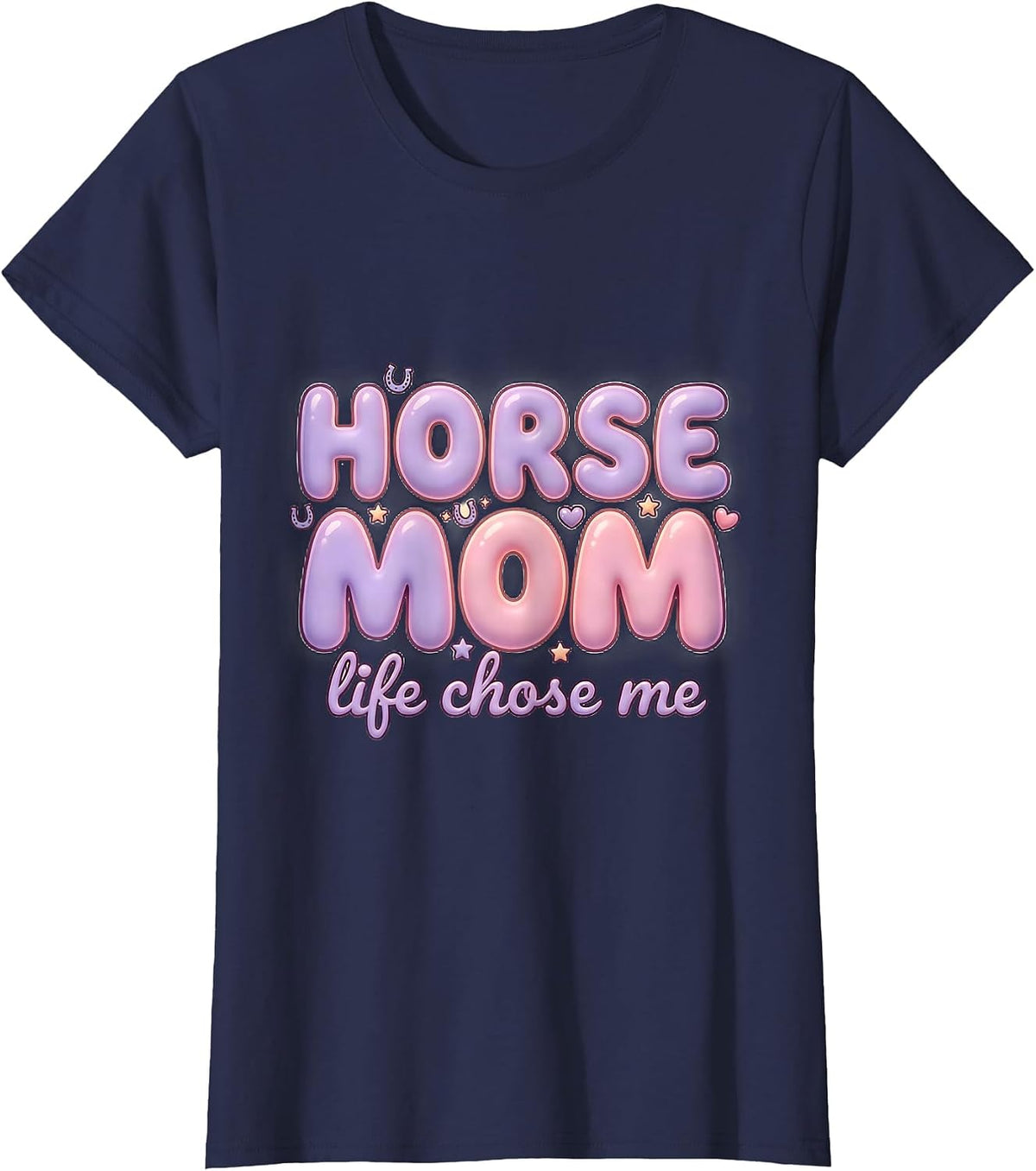 Women's Horse Mom Life Chose Me Equestrian Design T-Shirt - Navy Blue
