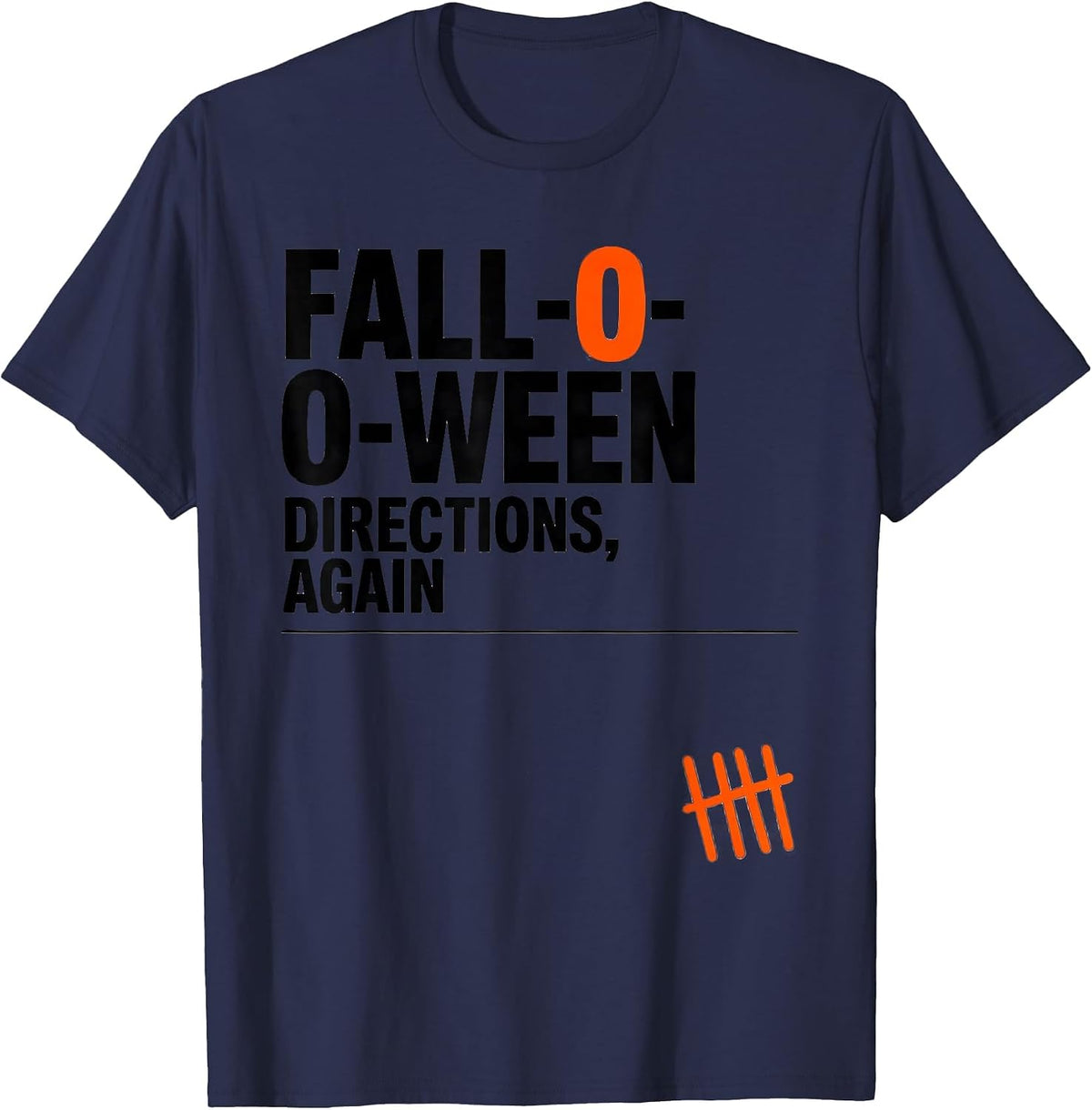 Men's Fall-O-Ween Directions, Again Funny Teacher Halloween Ghost T-Shirt - Navy Blue