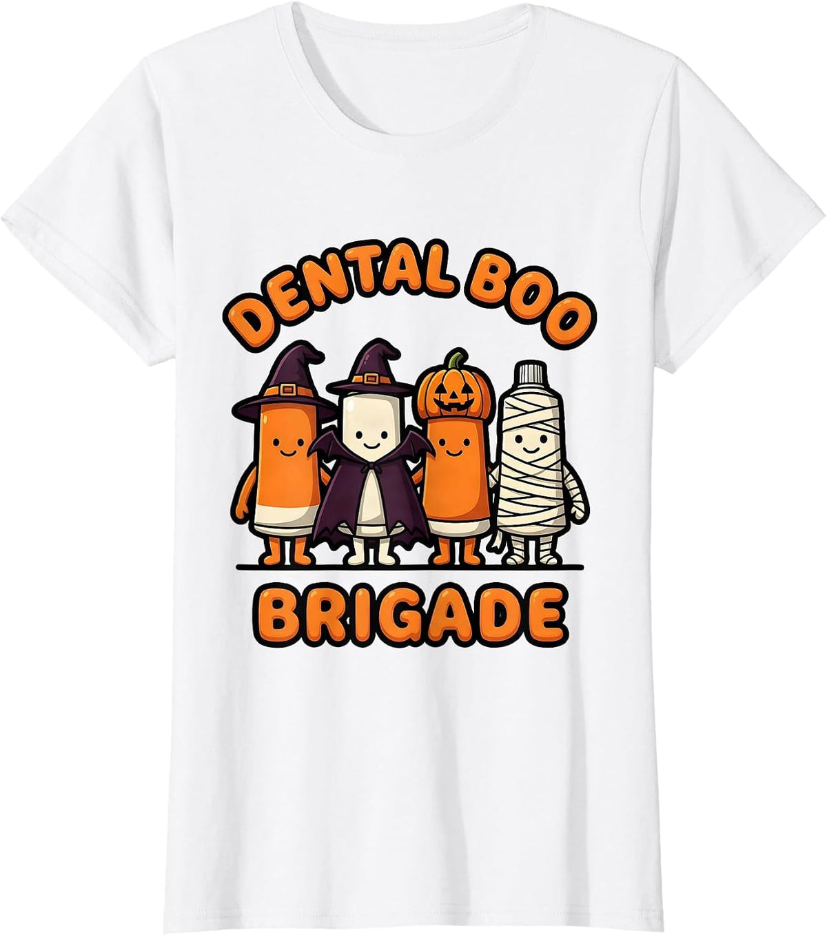 Dental Boo Brigade Cute Halloween Dentist Costume Humor T-Shirt - White