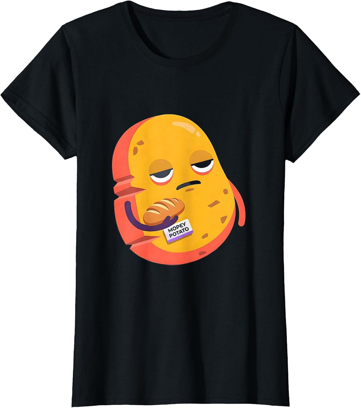 Women's Mopey Potato Funny Couples Thanksgiving Matching T-Shirt - Black