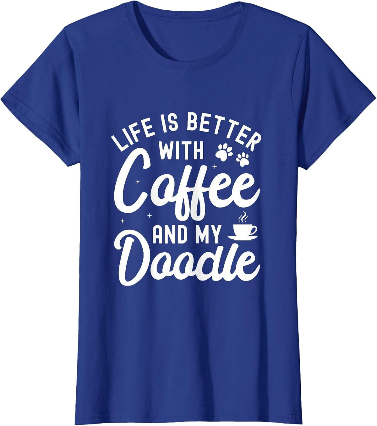 Goldendoodle Dog Owner Coffee Lover White Golden Doodle T-Shirt - Royal Blue