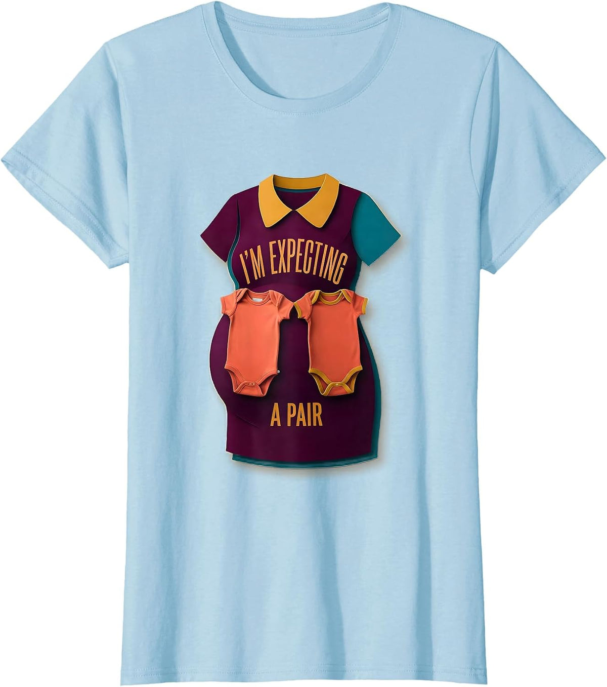 I’m Expecting A Pair Funny Twin Mom Pregnancy Announcement T-Shirt - Baby Blue
