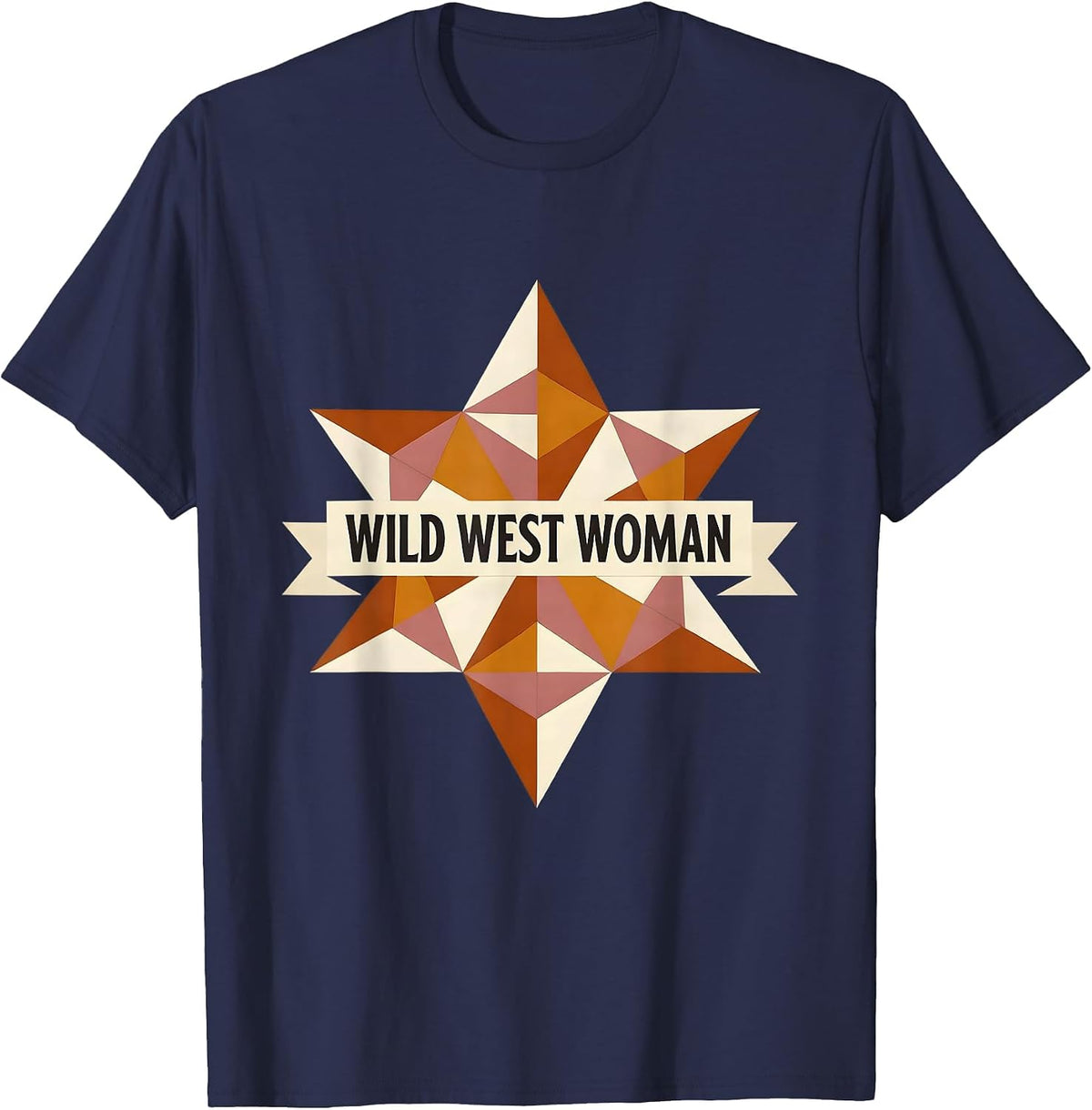 Men's Wild West Woman Cowboy Graphic Design T-Shirt - Navy Blue