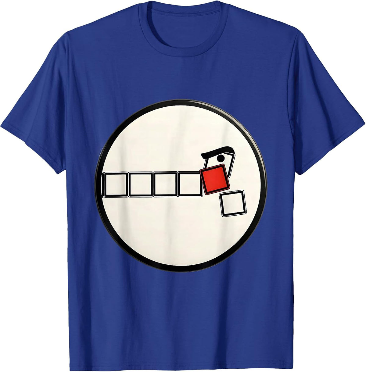Men's Sealed Circular Badge Dry Raised-Eyebrow Face Science Humor T-Shirt - Royal Blue