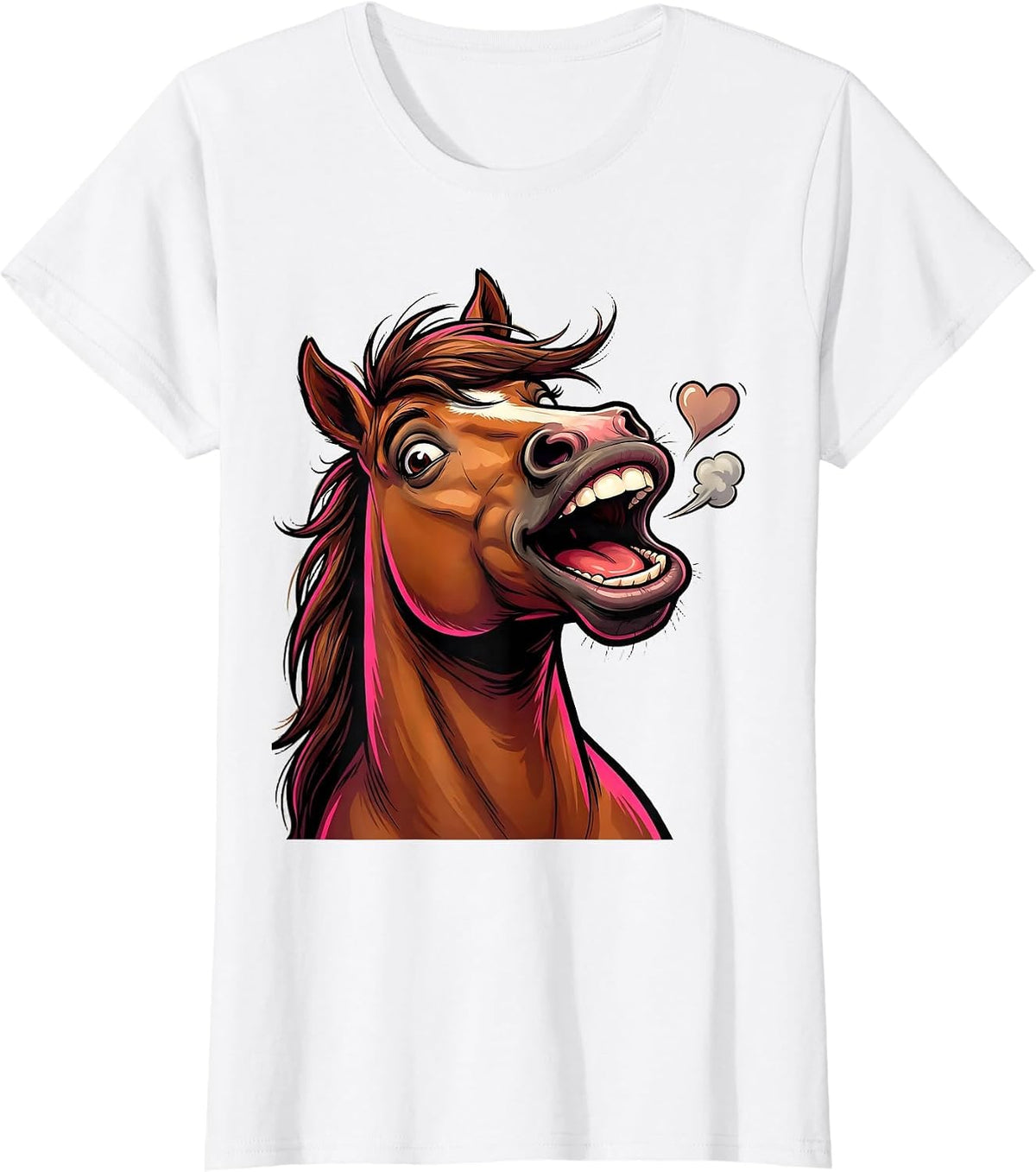 Cartoon Horse Grin Flirty Equestrian Valentine T-Shirt - White