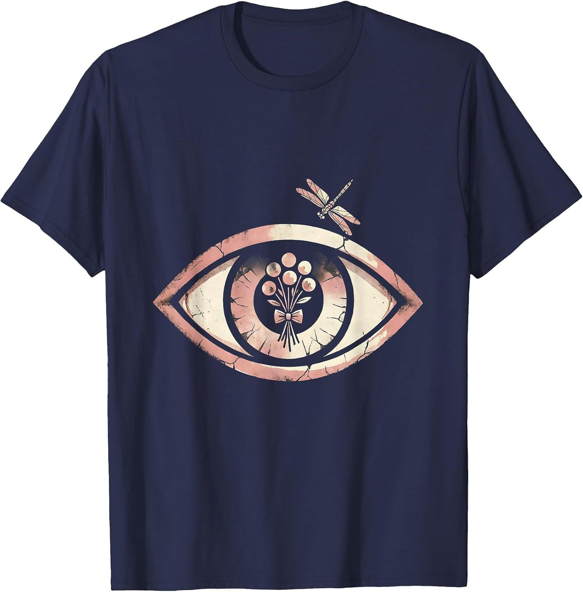 Horse Eye Floral Reflection Western Graphic T-Shirt - Navy Blue