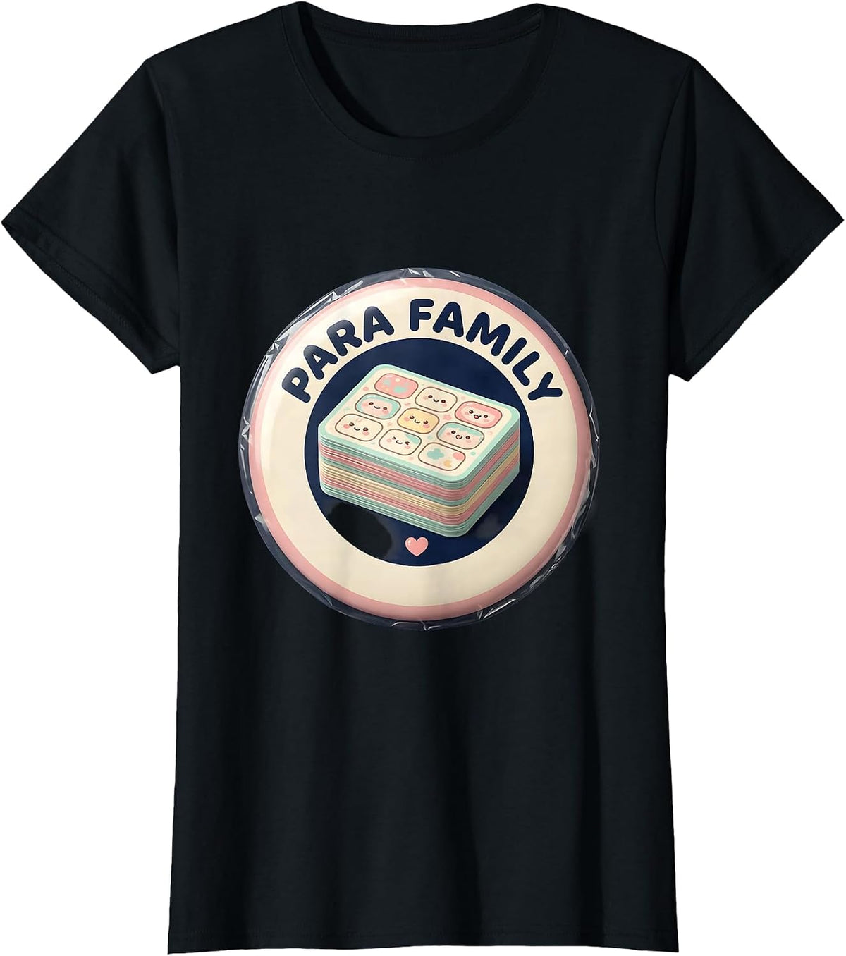 Women's Para Family Cute Kawaii School Paraeducator Appreciation T-Shirt - Black
