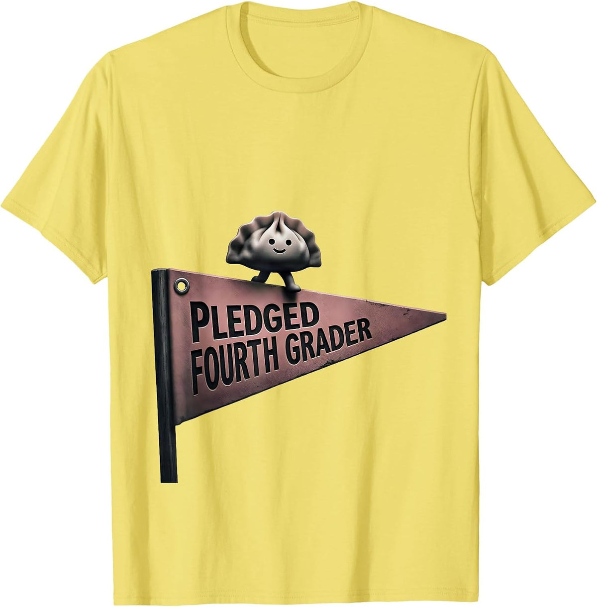 Men's Pledged Fourth Grader Kawaii Dumpling Girl Back to School T-Shirt - Lemon Yellow