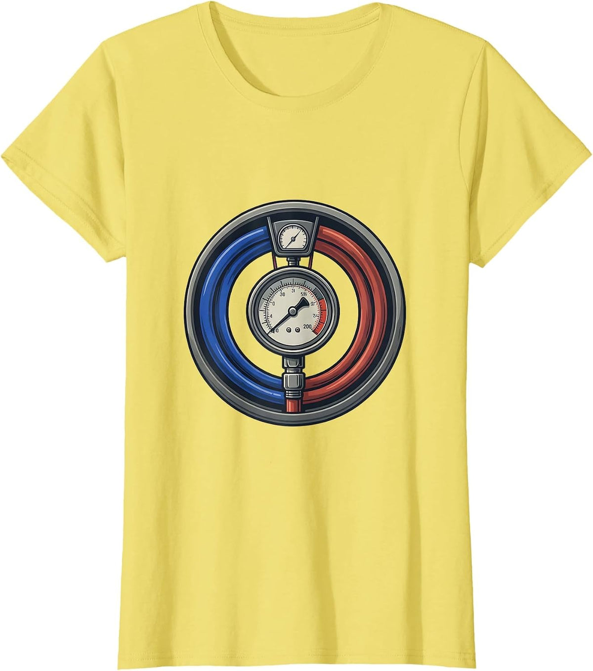 Women's HVAC Charging Badge Distressed Tech Humor T-Shirt - Lemon Yellow