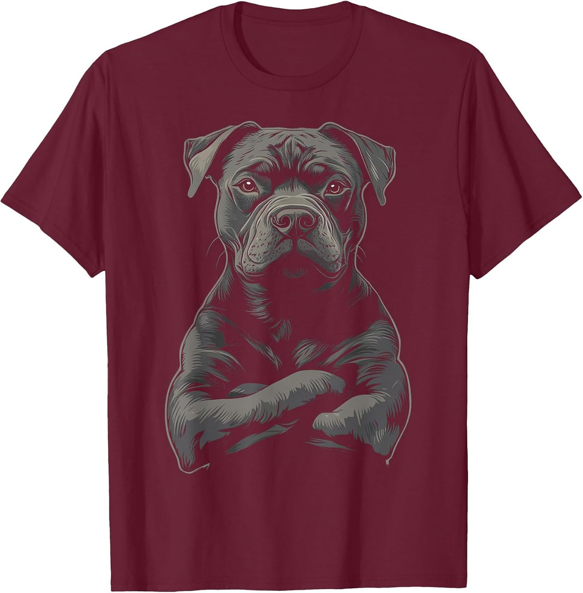 Vintage Pitbull Dog T-Shirt - Burgundy