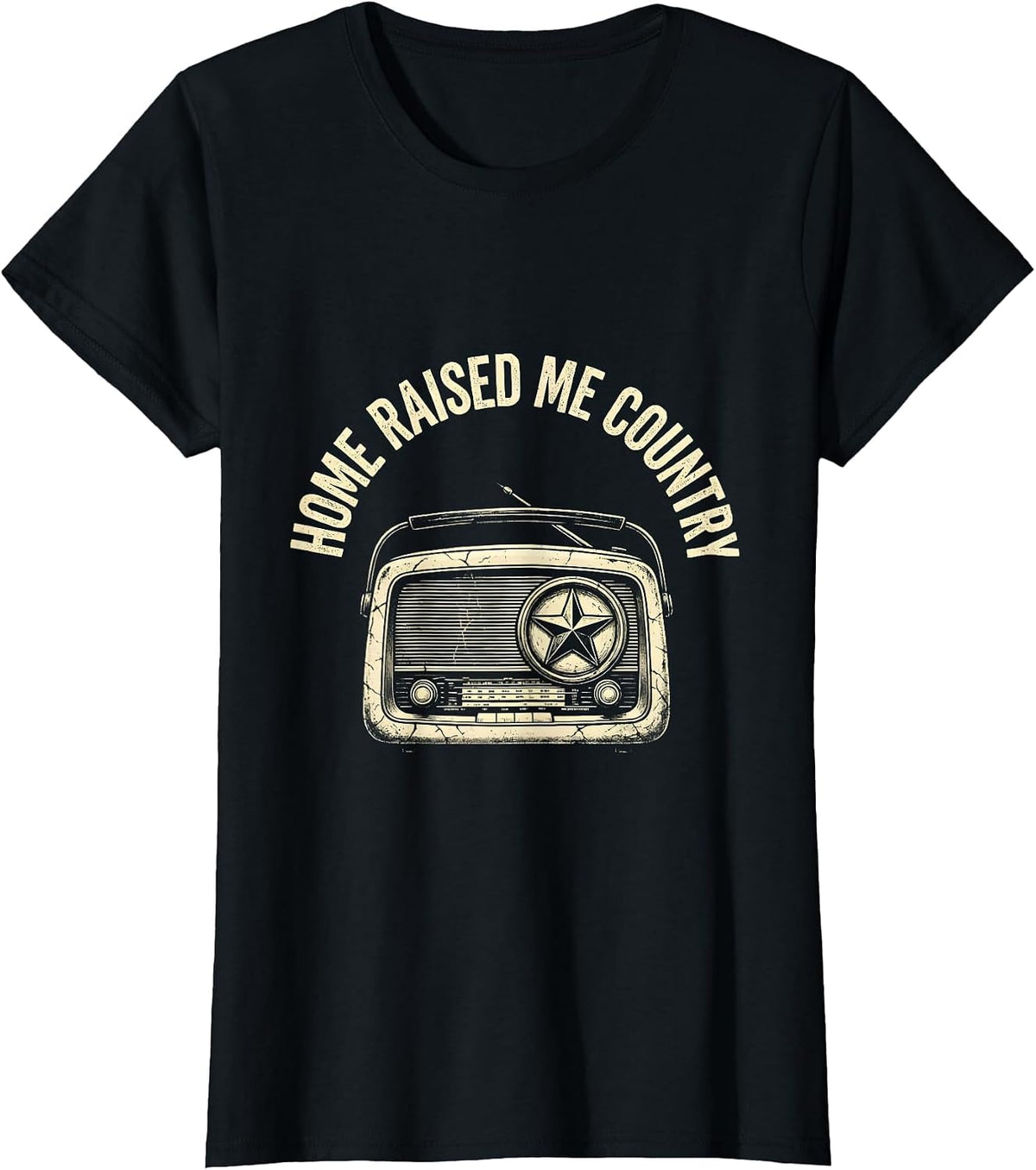 Home Raised Me Country Boho Western Vintage Radio Cowboy T-Shirt - Black