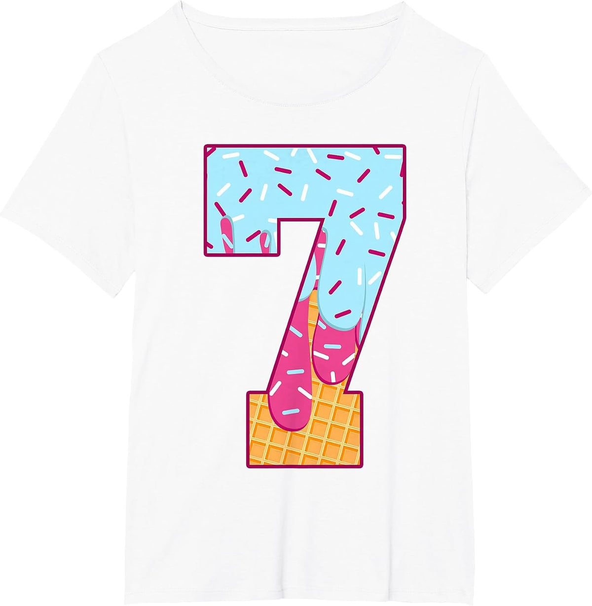 Number 7 Ice Cream Drip Matching Numbers Costume Meme T-Shirt - White