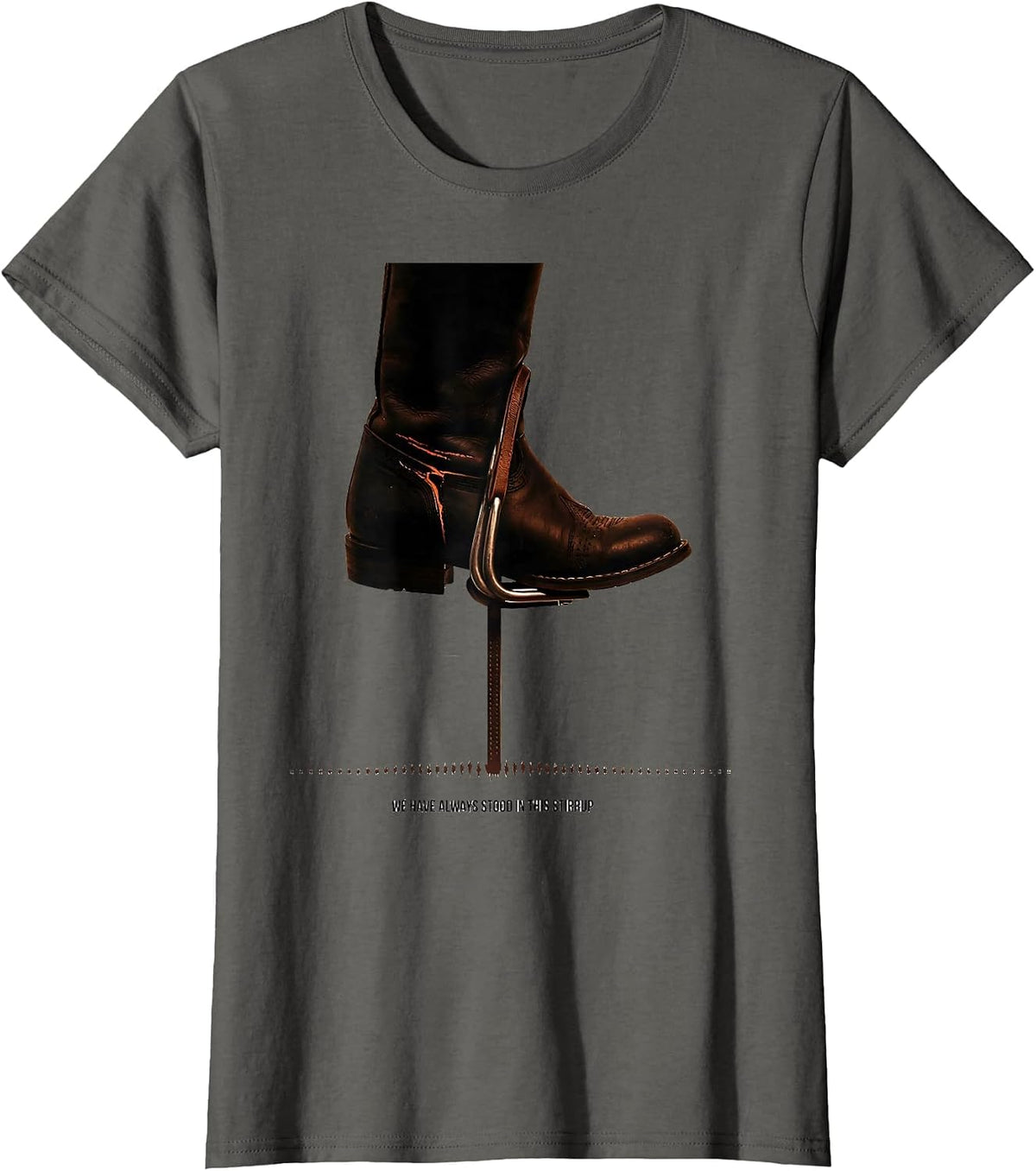 Women's We Have Always Stood In This Stirrup Minimalist Western T-Shirt - Asphalt Grey