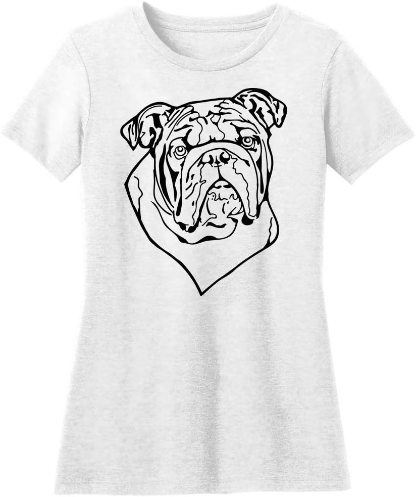 Dogline Womens English Bulldog Dog Lovers Graphic Tee Shirt - White