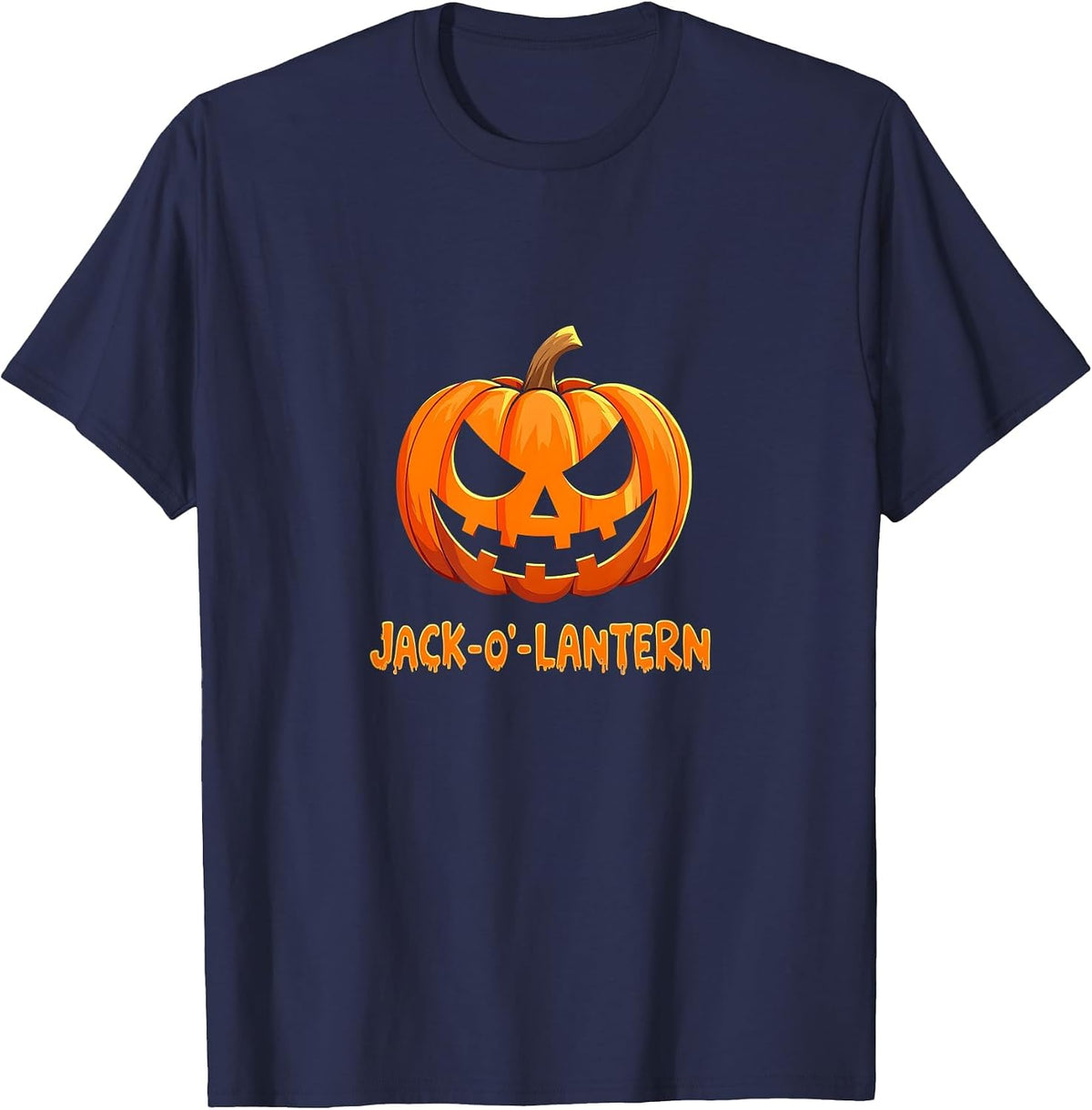 Halloween Classic Jack-o'-Lantern Spooky Pumpkin T-Shirt - Navy Blue