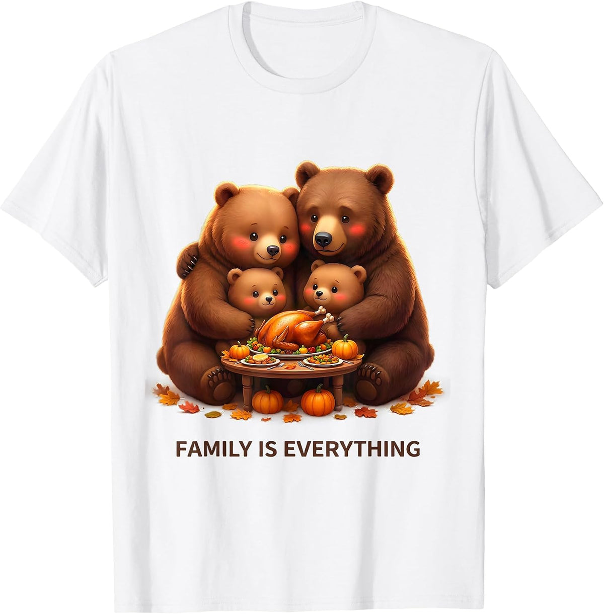 Men's Family Is Everything Thanksgiving Graphic Design T-Shirt - White