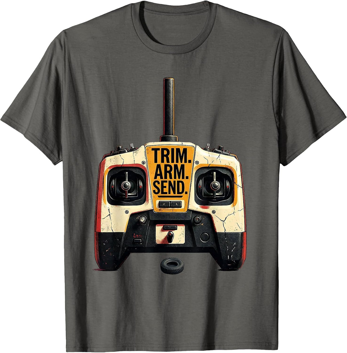 Trim Arm Send Distressed Vintage RC Racing Drag Strip T-Shirt - Asphalt Grey
