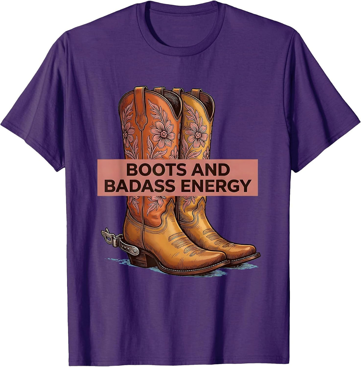Boots and Badass Energy Western Design T-Shirt - Purple