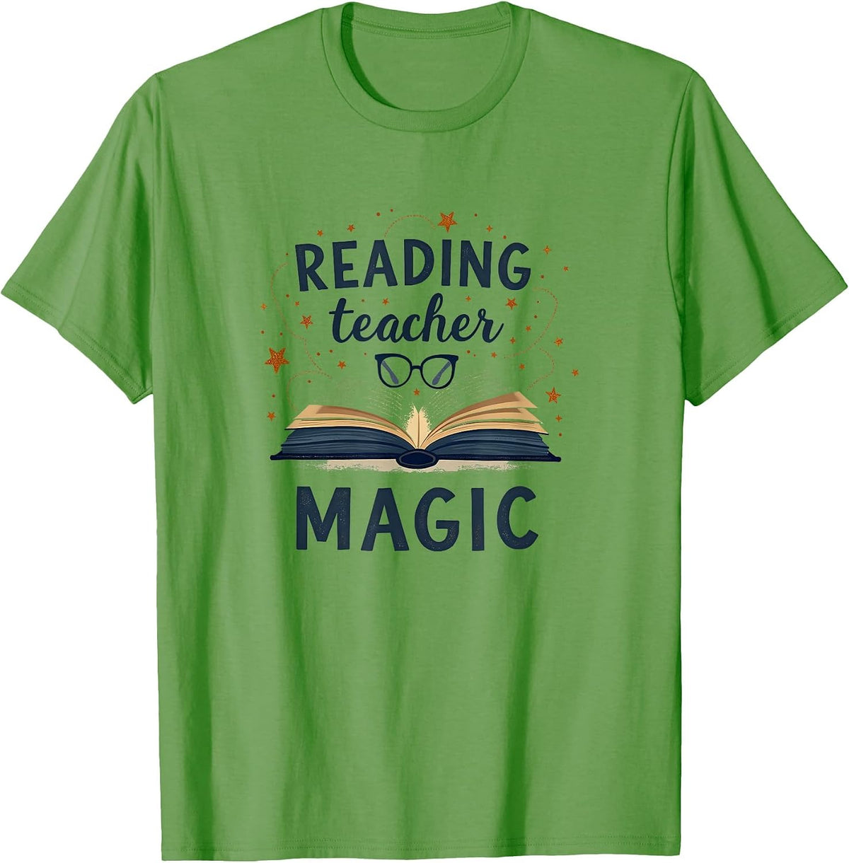 Reading Teacher Magic Educational Design T-Shirt - Grass Green