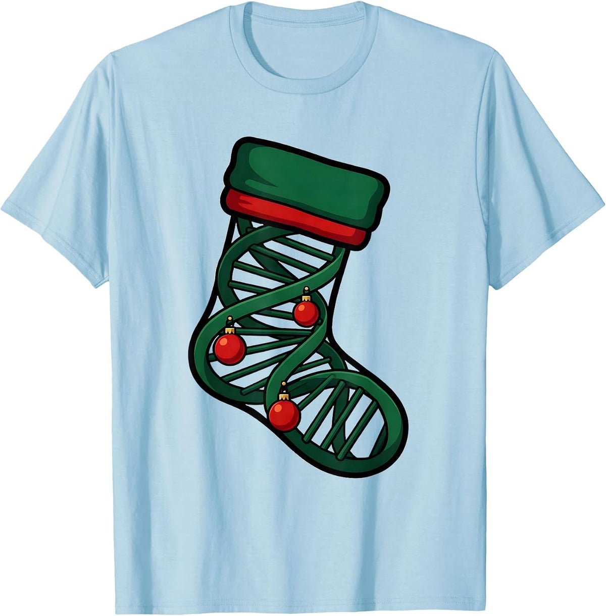 Men's DNA Helix Christmas Stocking Science Teacher Humor T-Shirt - Baby Blue