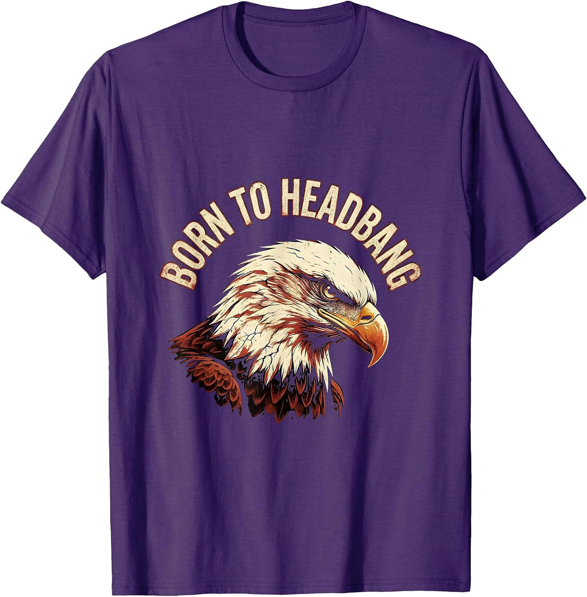 Born to Headbang Heavy Metal Graphic Design T-Shirt - Purple