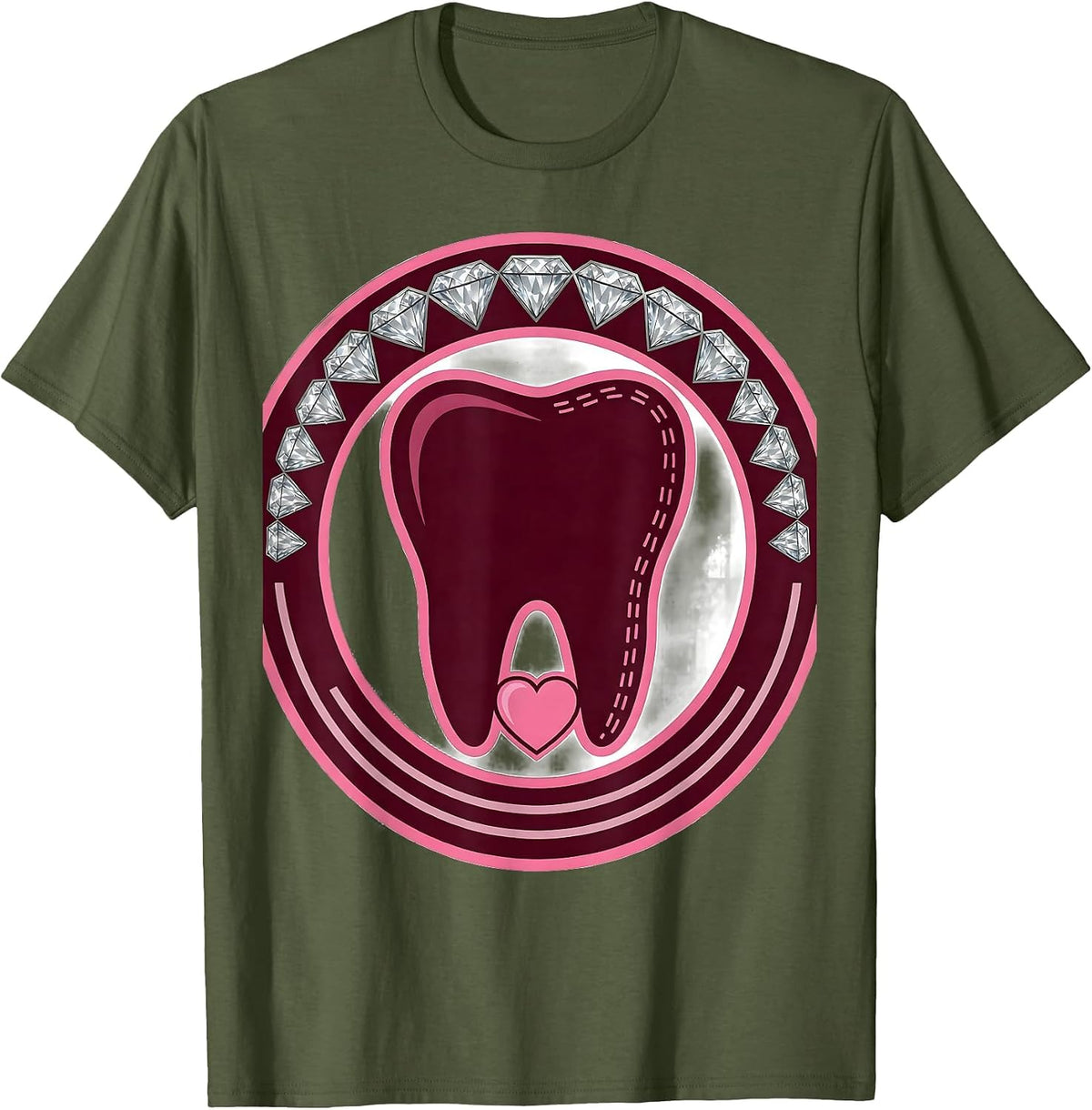 Men's Sealed Crown Roots Dental Tooth Valentine's Day Humor T-Shirt - Olive Green
