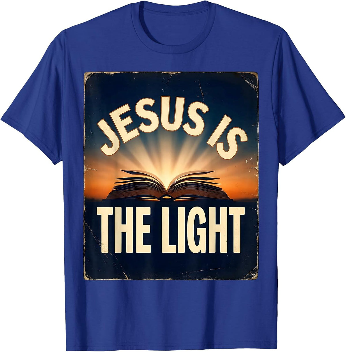 Jesus Is The Light Vintage Bible School Design T-Shirt - Royal Blue