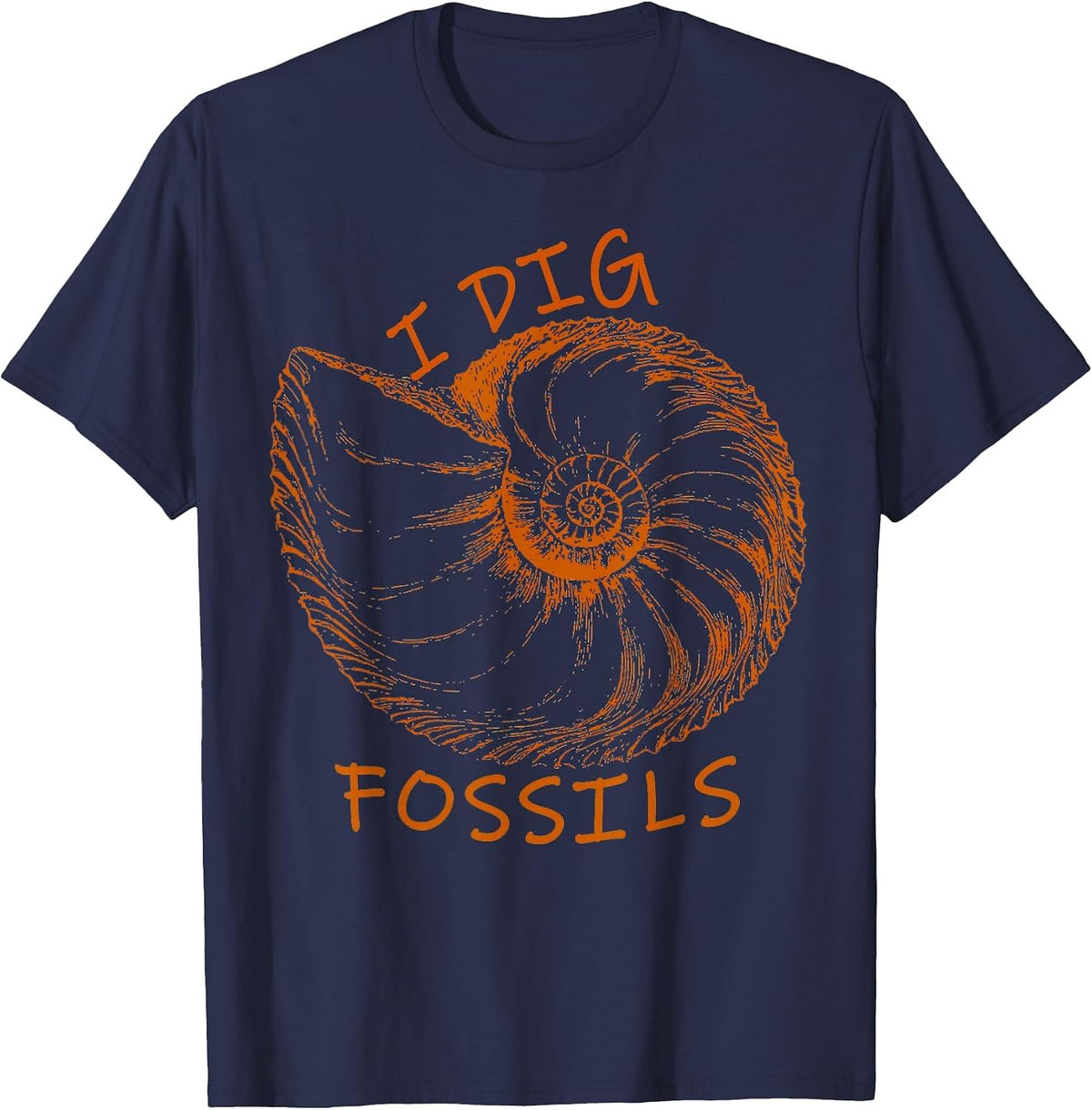 Ammonite Fossil I Dig Fossils T-Shirt - Navy Blue