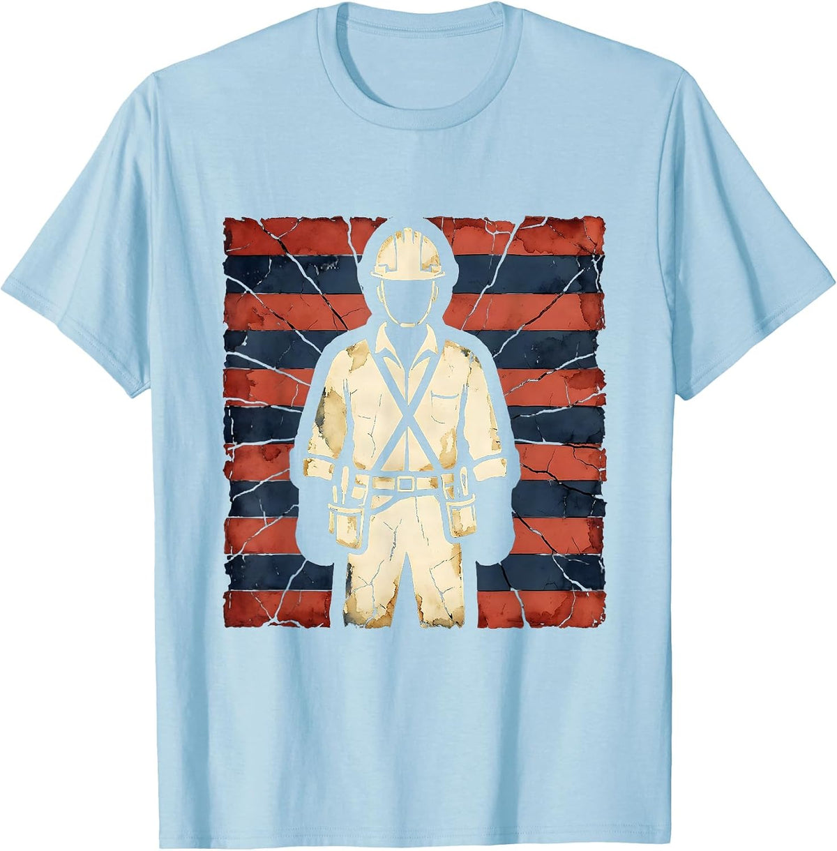 Men's Stars & Stripes Labor Day Construction Worker T-Shirt - Baby Blue