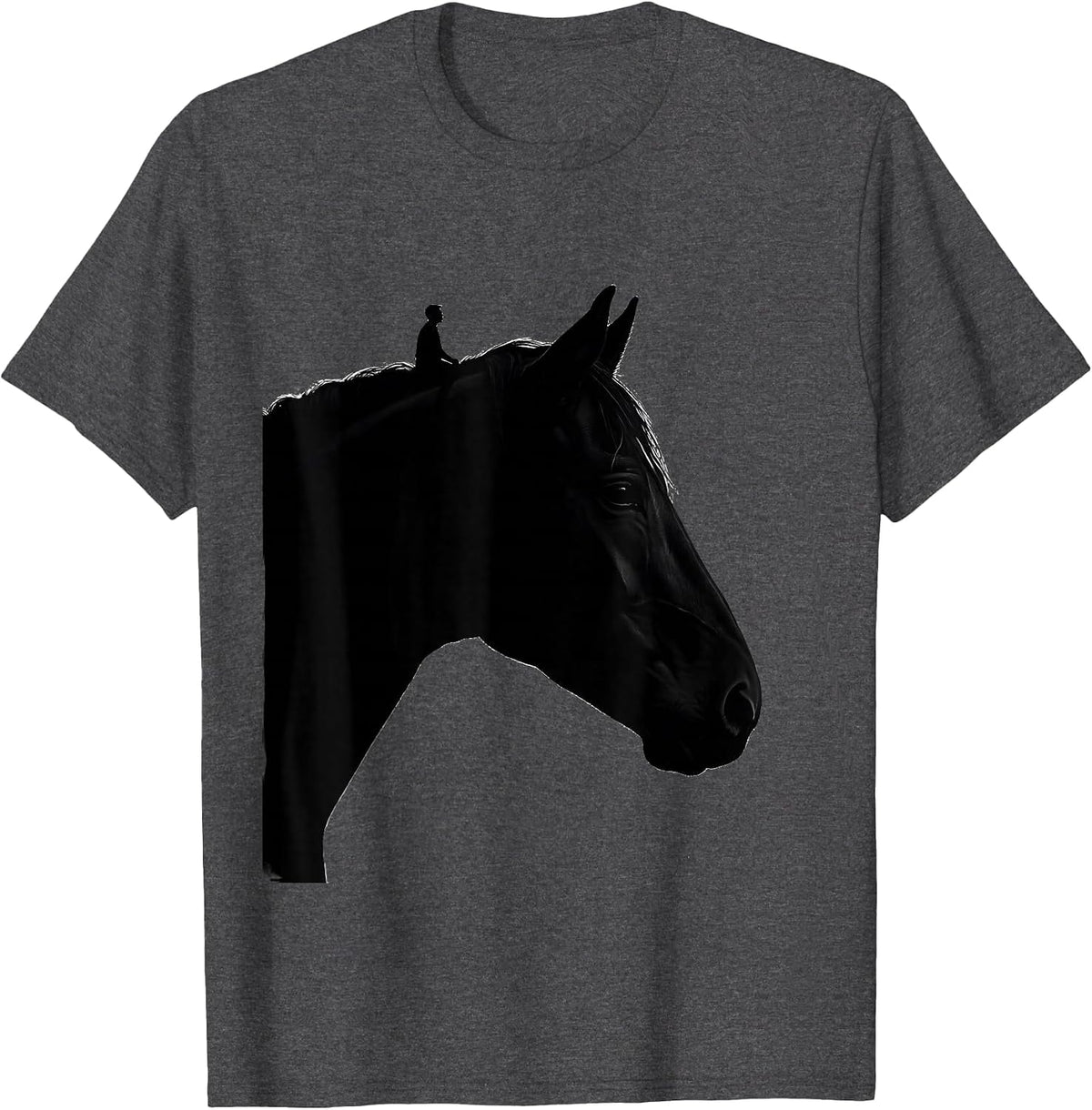 Horse Head Silhouette Funny Horse Lover Humor T-Shirt - Dark Heather Grey